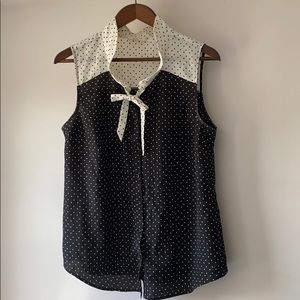 ModCloth polka dot blouse sleeveless L